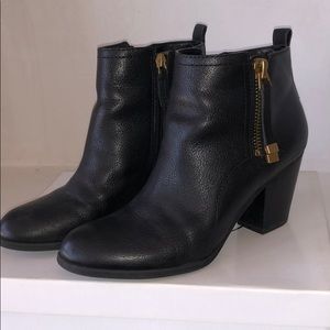 Black leather Franco Sarto heeled booties